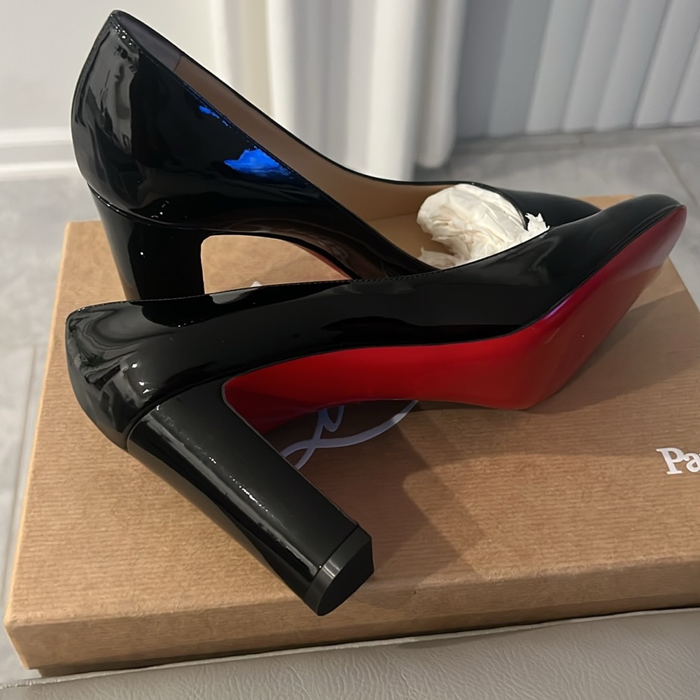 Christian Louboutin Black and Red Patent Leather Heels